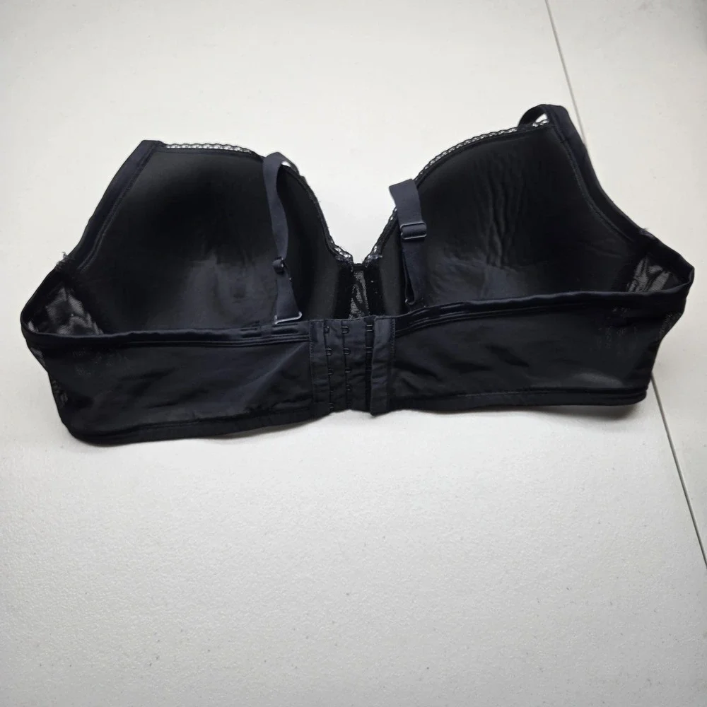 Cacique Women Bra 46DD Black Floral T Shirt Underwired Lace Strap